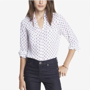 Express Portofino Anchor Print Shirt, White